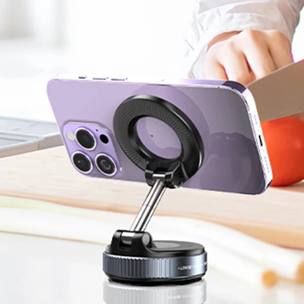 Suporte Magnético para Celular – Rotação 360°, Dobrável, Compatível iPhone 12 a 16