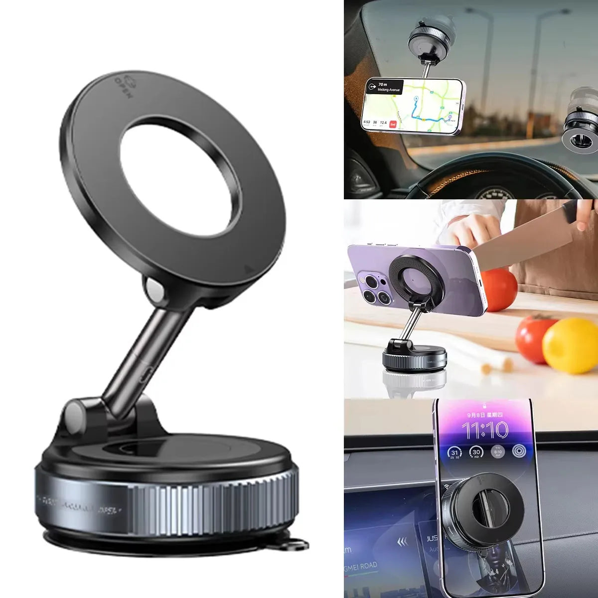 Suporte Magnético para Celular – Rotação 360°, Dobrável, Compatível iPhone 12 a 16