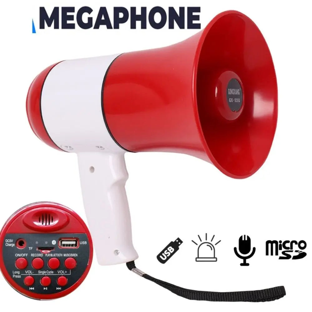 Megafone Portátil 50W com Gravador de Voz e Sirene