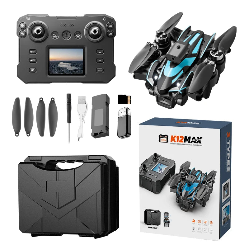 Drone K12 Max 4K com Câmera, Evita Obstáculos, Motor Brushless e Controle por Tela